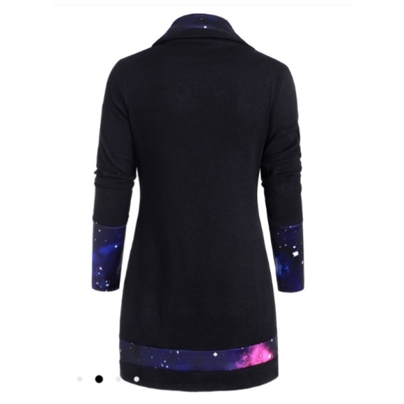 Cowl Neck Galaxy Print Panel Tunic Sweater NWT - Picture 3 of 5